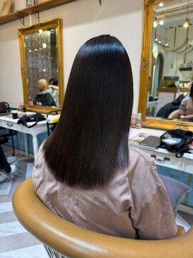 ロンドアベニール 北千住(Lond avenir) ブリーチなしチェリーブラウン髪質改善縮毛矯正酸性ストレート