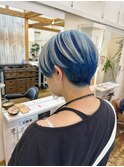 レディース刈り上げショートアンブレラカラーブルー