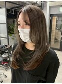 ミディアムヘア/暗めカラー/グランマッシュ/レイヤーカット