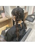 髪リボンおさげ