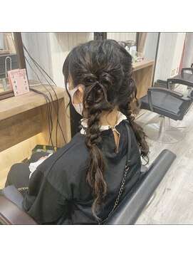 ヘアセット アリエス 新宿駅前店(aries) 髪リボンおさげ