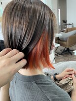ヘアーディア みどり店(Hair...DiA)&nbsp;アッシュブラウン×オレンジイヤリング