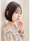 30代40代50代◎ウルフレイヤーカット黒髪前下がりショートボブ