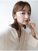 鎖骨ボブ ぱっつん シースルーバング 鎖骨ミディアム