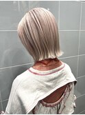 パツっとボブ×ピンクホワイト