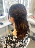 結婚式 二次会 お呼ばれ ハーフアップ