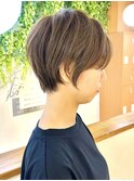 大人ショートボブ丸みショートカットマッシュショート前髪あり