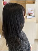 透明感カラーグレー暗髪カラー