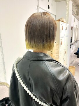 イマ 名駅店(ima) ボブ/ボブスタイル/裾カラー/ベージュ/ライムイエロー