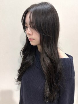 オレンジペコ(orange peco) アッシュブラック 透明感カラー 顔周りカット 韓国ヘア 艶髪