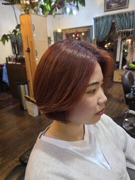 美容室 ブラウン(Brown) オレンジブラウンレイヤーボブ