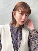 大人可愛い切りっぱなし20代30代40代外ハネシルキーベージュボブ