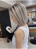バレイヤージュ、ハイライト、グレージュ、ショコラアッシュ