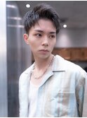  アッシュブラック/マッシュパーマ/刈り上げ/ツーブロック