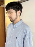 ショートバングパーマ/スペインカール/メンズパーマ
