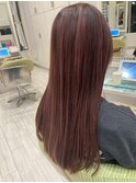 ブリーチなし!艶感ピンクベージュ小顔ルーズくびれミディ