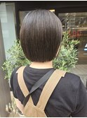 オリーブブラウン×ボブ