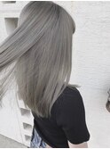 ロング髪質改善ストレートブリーチありグレージュ