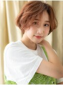 アプリコットオレンジひし形小顔フェザーショートY上尾10代20代
