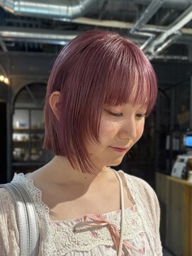 ノラ ヘアーサロン(NORA HAIR SALON) 儚ピンクカラーペールカラーミニボブレイヤー顔まわりカット