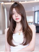 韓国レイヤー顔周りカット透明感カラー髪質改善艶髪シースルー
