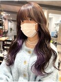 ダブルカラーピンクベージュベージュカラーケアブリーチレイヤー