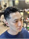 ツーブロックバーバーローフェードスリックバック束感ショート