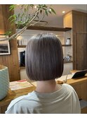 小顔似合わせ切りっぱなしボブベージュカラー
