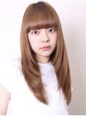 似合わせカット小顔前髪ハイトーンストレートレイヤーロング1205