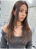 韓国ヘアグレージュカラーブリーチ無し髪質改善イヤリングカラー