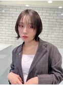 大人ミニボブ前髪ありフェイスレイヤー丸顔絶壁K20250307