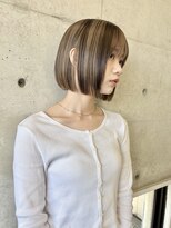 ロマーリ 岡山店(LOMARLIE)&nbsp;ローライト_ハイトーンボブ_似合わせカット