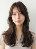 ◎ブリーチなし！ヘーゼルベージュ！カットカラーロング