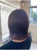 #レッド #カラー #ボブ #ミディアム #ブリーチなし