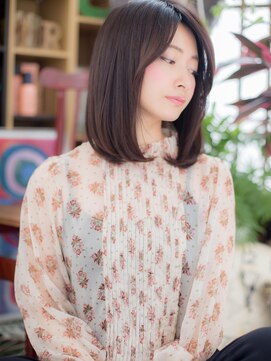 カバーヘア ブリス 戸田公園西口店(COVER HAIR bliss) ナチュラル黒髪グレージュカラーセミディc5戸田公園20代30代40代