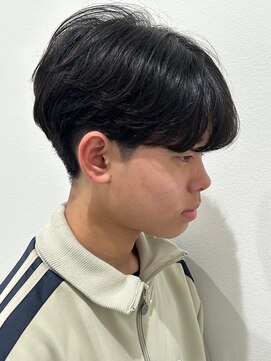 ニアウ 高崎店(Niau) センターパートニュアンスパーマナチュラルメンズ高崎群馬眉毛