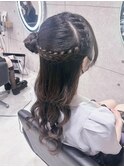編み込みハーフアップサイドおだんご/心斎橋ヘアセット