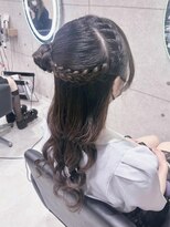 ヘア サロン クラン 東心斎橋店(hair salon clan)&nbsp;編み込みハーフアップサイドおだんご/心斎橋ヘアセット