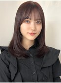 ミディアムレイヤーシースルーバングショコラピンク銀座