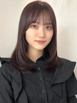 ミディアムレイヤーシースルーバングショコラピンク銀座
