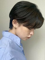 ハンサムショートパーマニュアンスパーマ黒髪耳かけ10代20代