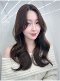 美髪韓国ヘア顔周りレイヤーロング_F0466