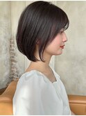 みね前下がりひし形ショートボブ30代40代50代くびれヘア丸顔面長