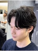 ニュアンスフェザーパーマフェザーショートセンターパートウルフ