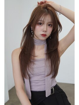 アンジェリカラボ 梅田店(ANGELICA LABO) 韓国風くびれレイヤーカット×グレージュ×透明感ブラウン川又