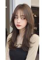 レス(Les.)&nbsp;ミディアムレイヤーバタフライカットハッシュカットダークグレー