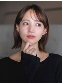 似合わせカット　ダークアッシュ　大人ガーリー　外ハネ　ボブ