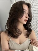 ミディアムヘアグレージュカラーデザインカラーシルキーベージュ