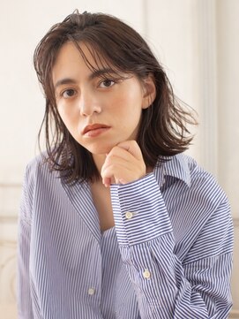 サロン ド ウィズ 西船橋店(Salon de With) センターバング外ハネミディ/チョコレートブラウン 30代40代50代