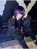紫×黒ロングウルフ／purple／原色カラー／サブカル系